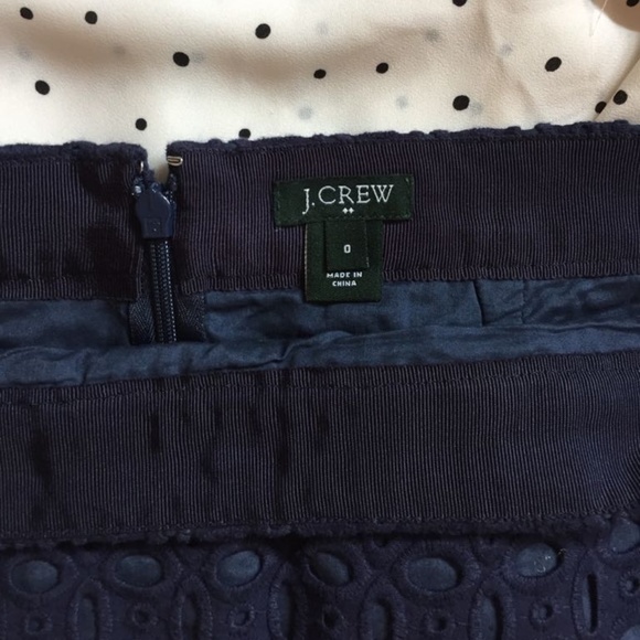 J. Crew Navy Blue Embroidered Skirt - Picture 2 of 4